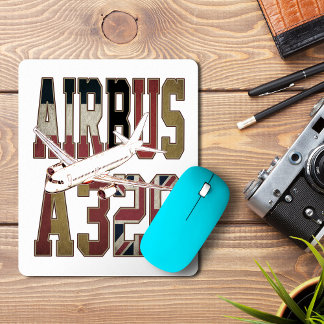 Airbus A320-Jetliner. Vintage europäische Flaggen Mousepad