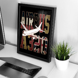 Airbus A320 Jetliner. Vintage europäische Flaggen Poster