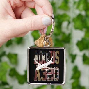 Airbus A320 Jetliner. Vintage europäische Flaggen Schlüsselanhänger