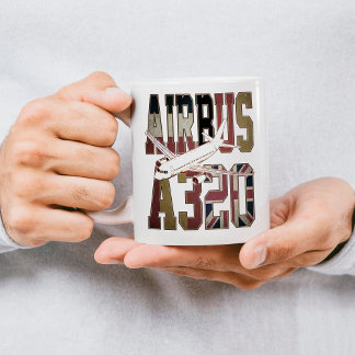 Airbus a320 Jetliner. Vintage European Flags Kaffeetasse