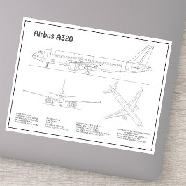 Airbus A320 - Pläne für Zeichnend Flugzeugkonzepte Aufkleber