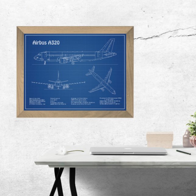 Airbus A320 - Pläne für Zeichnend Flugzeugkonzepte Fotodruck (Von Creator hochgeladen)