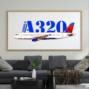 Airbus A320 zeichnend Aquarellfarbe Fotodruck