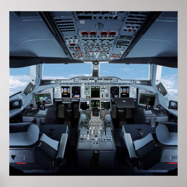 Airbus A380 - Cockpit HD Poster (Vorne)