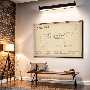 Airbus a380 - Flugzeugkonzept Zeichnend Pläne SD Poster