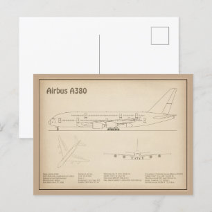 Airbus a380 - Flugzeugkonzept Zeichnend Pläne SD Postkarte