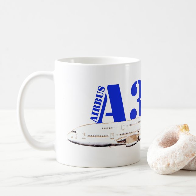 Airbus A380 zeichnend Aquarellfarbe Kaffeetasse (Mit Donut)