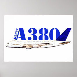 Airbus A380 zeichnend Aquarellfarbe Poster