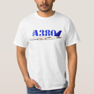Airbus A380 zeichnend Aquarellfarbe T-Shirt