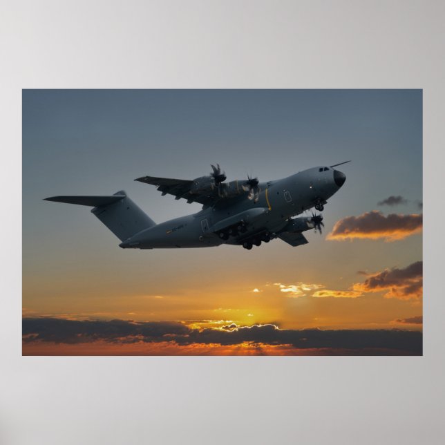 Airbus A400M bei Sunset Poster (Vorne)