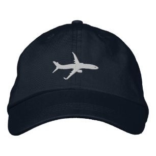 Aircraft Airliner Jet Silhouette Flying Embroidery Bestickte Kappe
