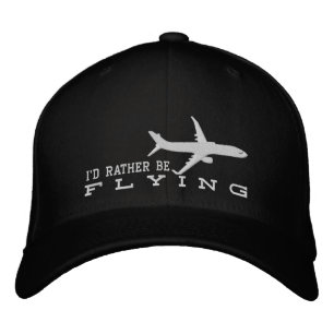 Aircraft Airliner Jet Silhouette Rather Be Flying Bestickte Kappe