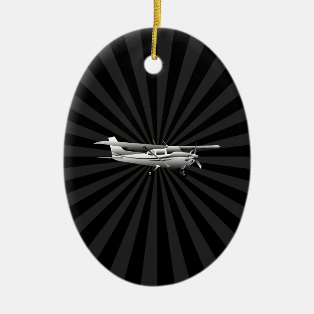 Aircraft Cessna Silhouette Flying Sunburst Decor Keramik Ornament (Vorne)