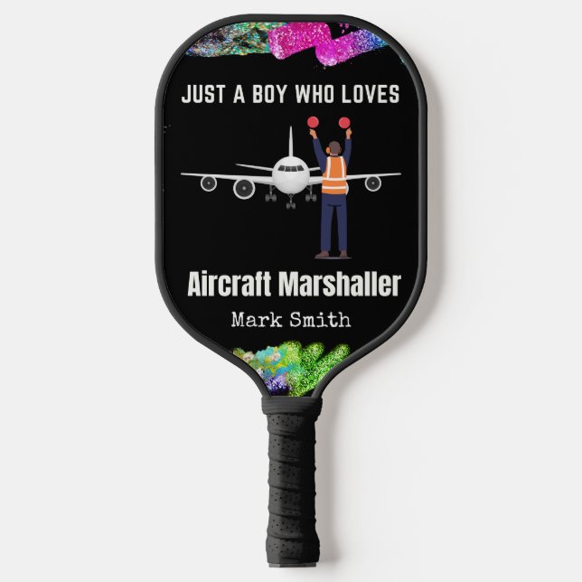 Aircraft Marshaller Nur ein Junge Funny Sprichwort Pickleball Schläger (Vorderseite)