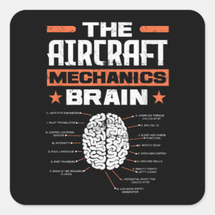 Aircraft Mechanics Brain Aviation Funny Aircraft M Quadratischer Aufkleber