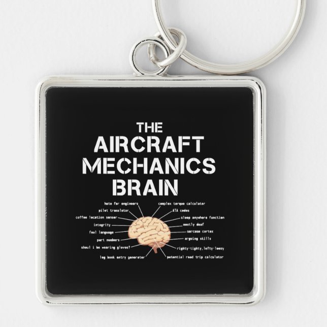 Aircraft Mechanik Brain Funny Airplane Hubschraube Schlüsselanhänger (Vorne)