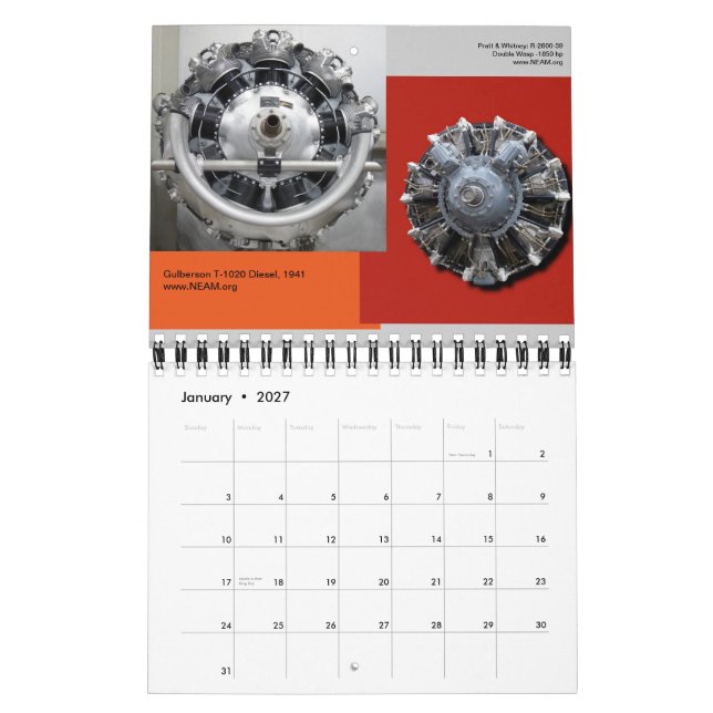 Aircraft Radial Motor Mini-Datumsbuch Kalender (Jan 2027)