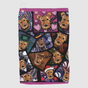 AIRDALE TERRIER  GOLFHANDTUCH