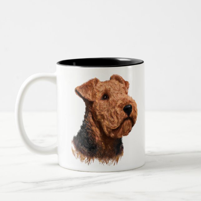 Airdale Terrier Lover Gift Zweifarbige Tasse (Links)