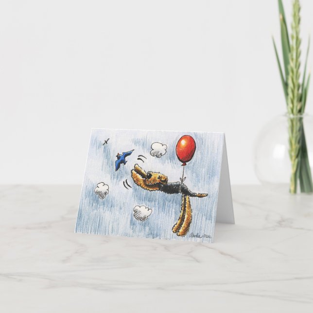 Aire-Balloon Airedale Terrier Karte (Vorderseite)