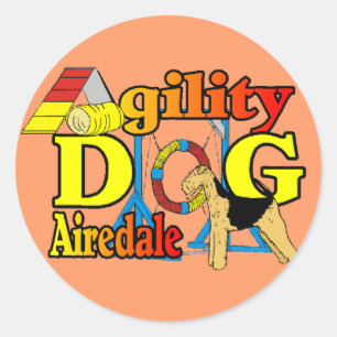 Airedale_Agility Geschenke Runder Aufkleber