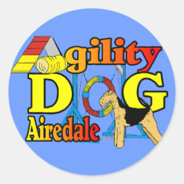 Airedale_Agility Geschenke Runder Aufkleber