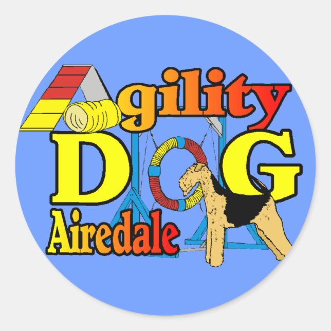 Airedale_Agility Geschenke Runder Aufkleber (Vorderseite)