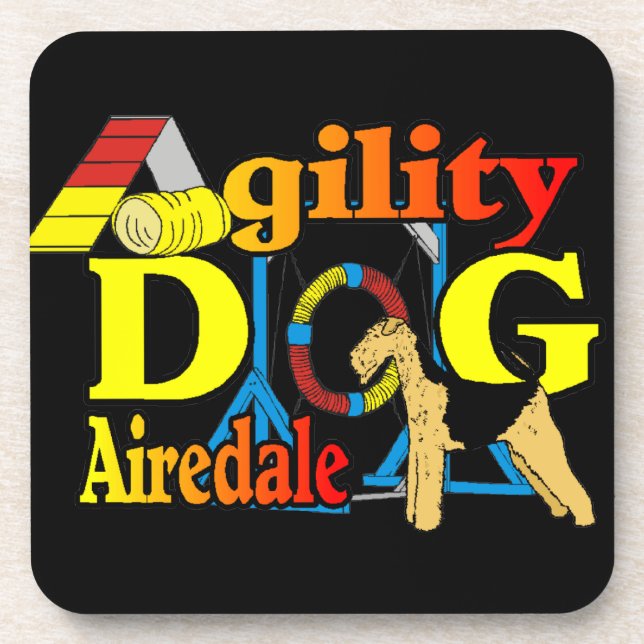 Airedale_Agility Getränkeuntersetzer (Vorderseite)