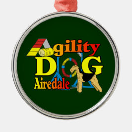 Airedale_Agility Silbernes Ornament