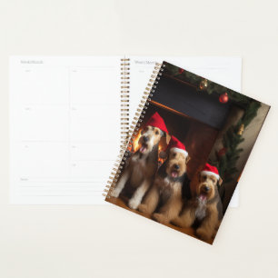 Airedale am Kamin Weihnachten Planer