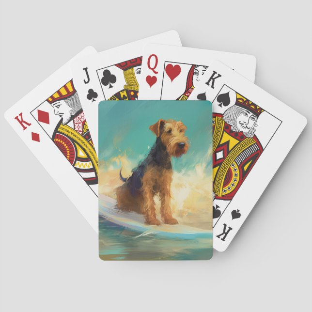 Airedale Beach Surfen Malerei Spielkarten (Rückseite)