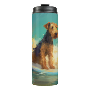 Airedale Beach Surfen Malerei Thermosbecher