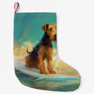 Airedale Beach Surfgrafik Kleiner Weihnachtsstrumpf