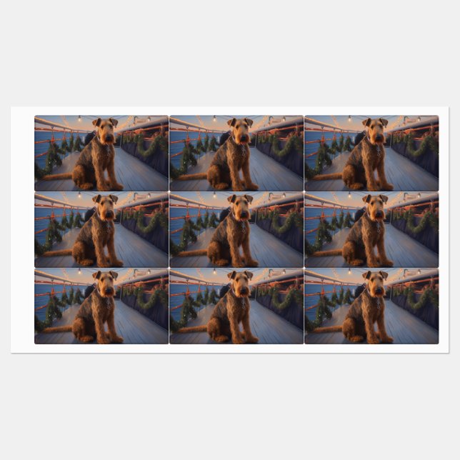 Airedale Christmas Cruise: Pawsome Holiday Delight Etiketten (Blatt)