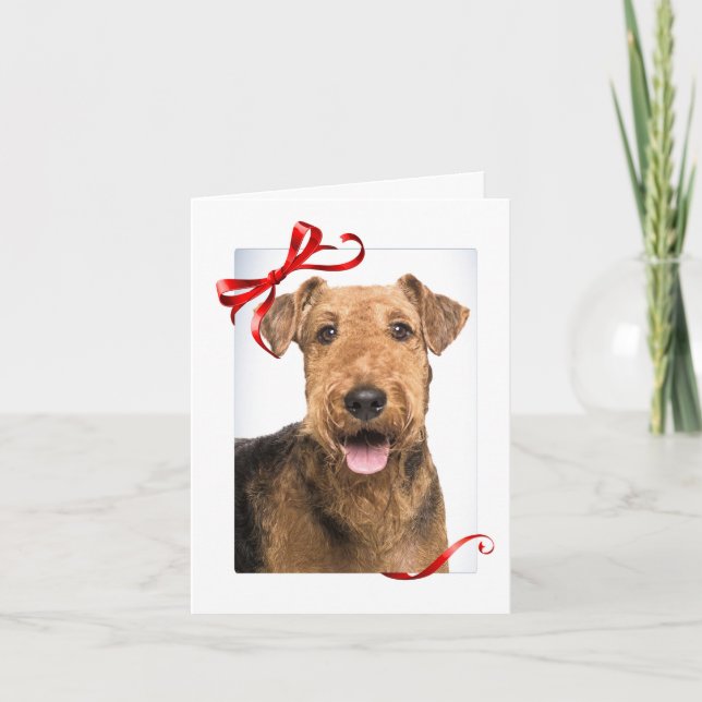 Airedale Christmas Feiertagskarte (Vorderseite)
