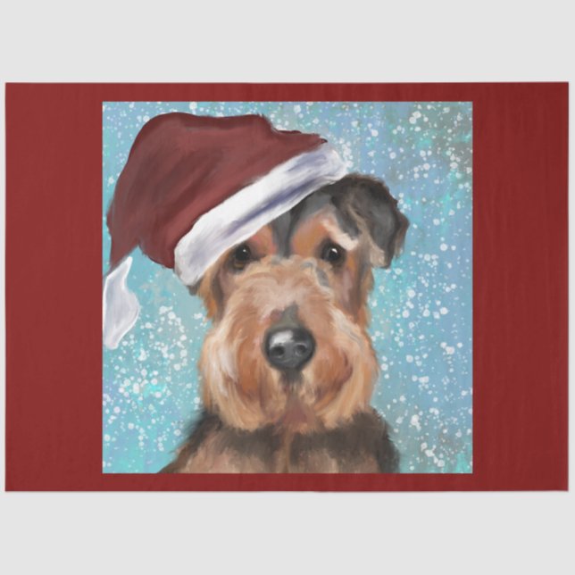 AIREDALE CHRISTMAS SEIDENPAPIER (Vorderseite)
