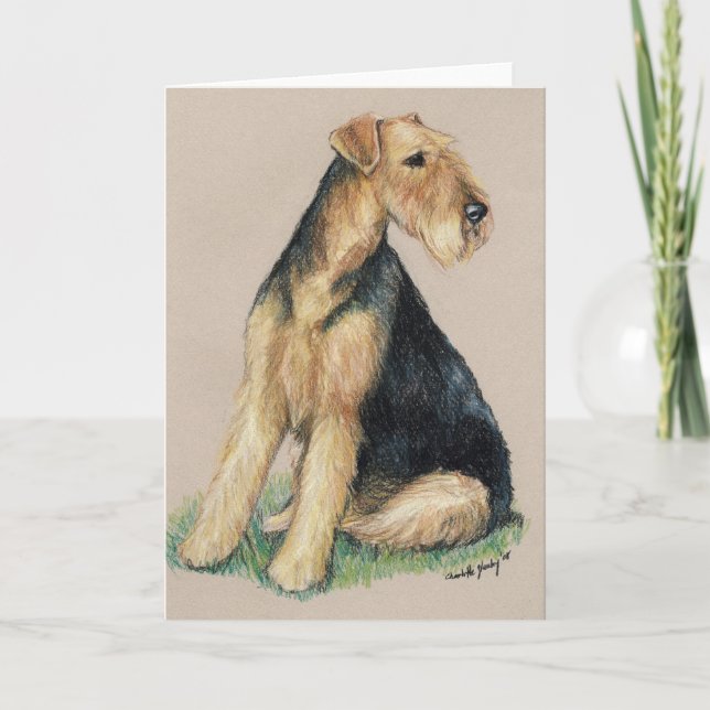 "Airedale" Dog Art Grußkarte Karte (Vorderseite)