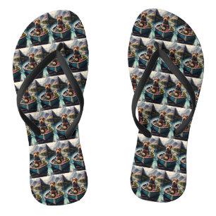 Airedale Dog on a Paddle: Ein Landschaftliches Abe Flip Flops