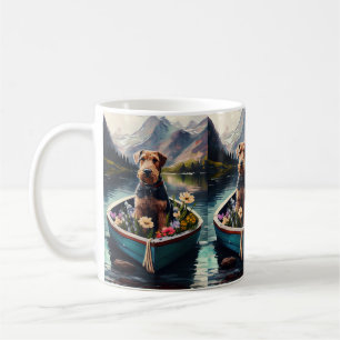 Airedale Dog on a Paddle: Ein Landschaftliches Abe Kaffeetasse