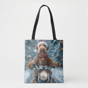 Airedale Dog Riding Motorrad Weihnachten