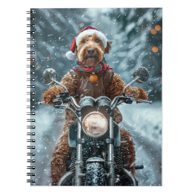 Airedale Dog Riding Motorrad Weihnachten Notizblock (Vorderseite)