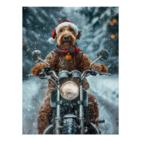 Airedale Dog Riding Motorrad Weihnachten