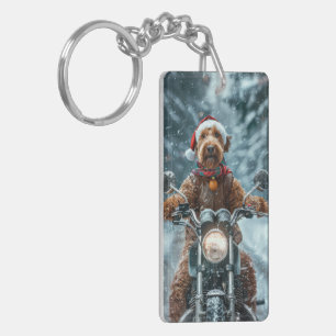 Airedale Dog Riding Motorrad Weihnachten Schlüsselanhänger