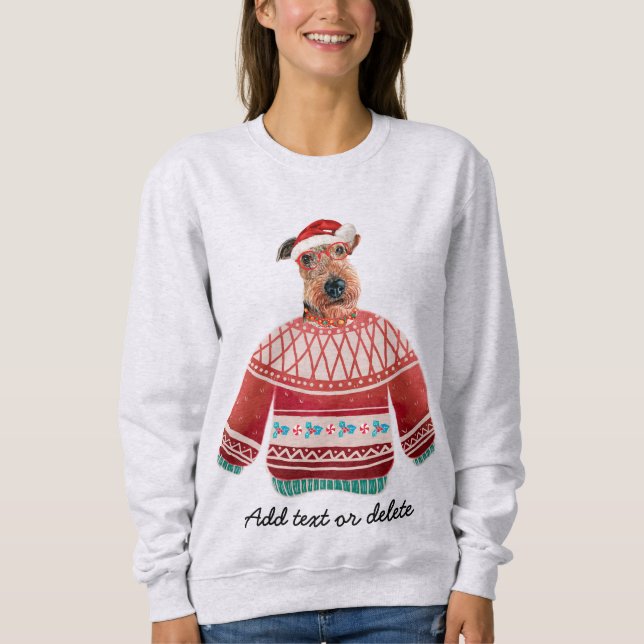 Airedale Dog Ugly Christmas Hund Mama Sweatshirt (Vorderseite)