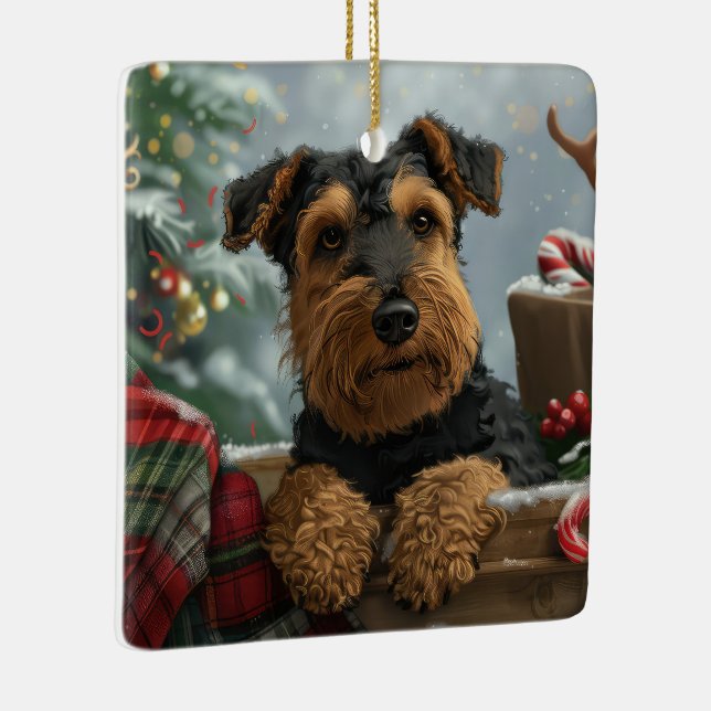 Airedale Dog Weihnachten Keramikornament (Rechts)