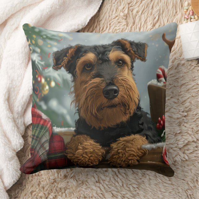 Airedale Dog Weihnachten Kissen (Decke)