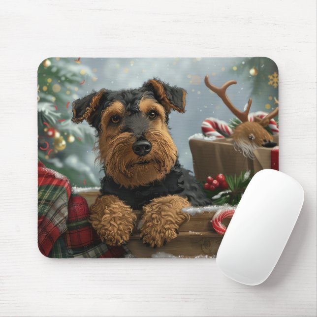 Airedale Dog Weihnachten Mousepad (Mit Mouse)