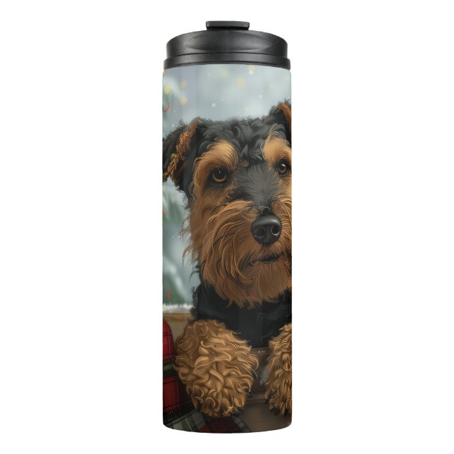 Airedale Dog Weihnachten Thermosbecher (Vorderseite)