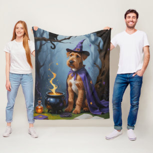 Airedale Dog Whimsical Halloween Malerei Fleecedecke