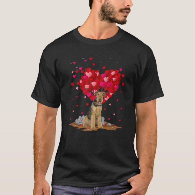 Airedale Dose Lover Herzform Airedale Valentine T-Shirt (Vorderseite)